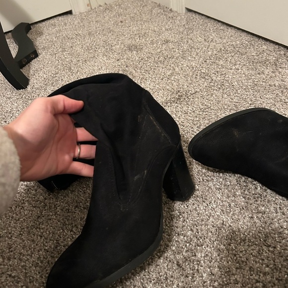 Marc Fisher black suede knee high boots with gold accents - Picture 4 of 9